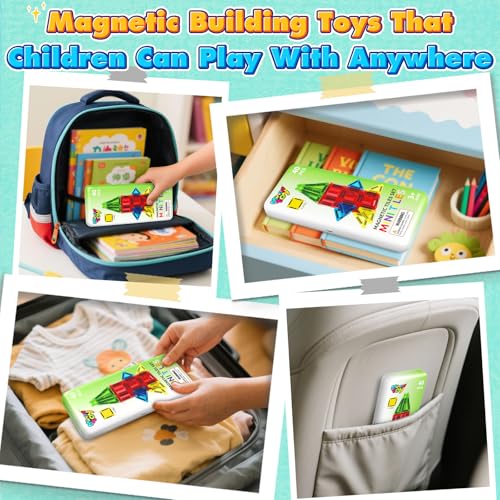 Image of 40PCS Mini Magnetic Tiles Toddler Travel Essentials Toys with Case Set, Magnetic Building Blocks Kids Games, Montessori Preschool Education Sensory Toys for 3 4 5 Year Old Boys Girls Birthday Gifts