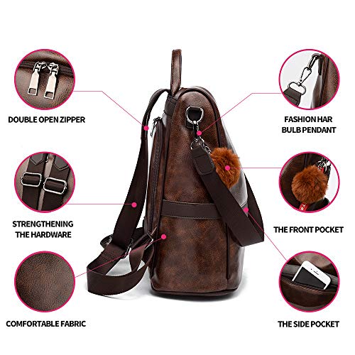 Image of CHERUTY Women Backpack Purse PU Leather Anti-theft Casual Shoulder Bag Fashion Ladies Satchel Bags