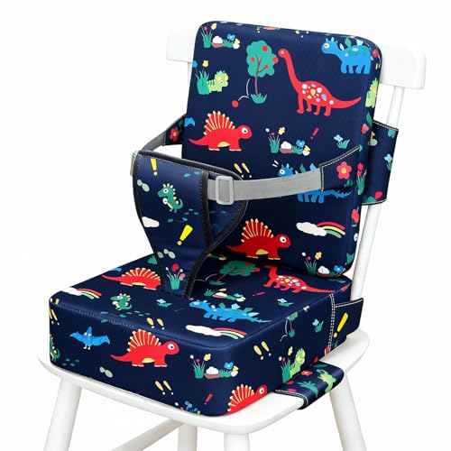 Image of Booster Seat for Kitchen Chair, Upgrade Toddler Booster Seat for Table | 3.5 inch High Density Foam Toddler Booster Seat for Dining Table with 5 inch Backrest, Front Safety Buckle, Travel Booster Chair