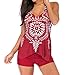 Produktbild MRULIC Tankini Bikini Damen Sets Push Up Sportlich Badeanzug Zwei Stück Bademode Große Größen Mit Gepolstert Damen Sport Yoga Fitness Mit Shorts Strand(Rot,EU-48/CN-5XL)