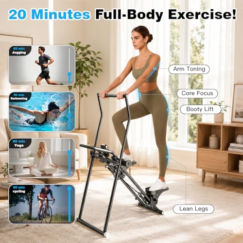 Image of Stair Stepper Ab Machine for Home Gym, Multi-functional Full-Body Workout Equipment, Compact Folding Stair Climber with Oversized Pedal, 90% Pre-Assembled Stairmaster