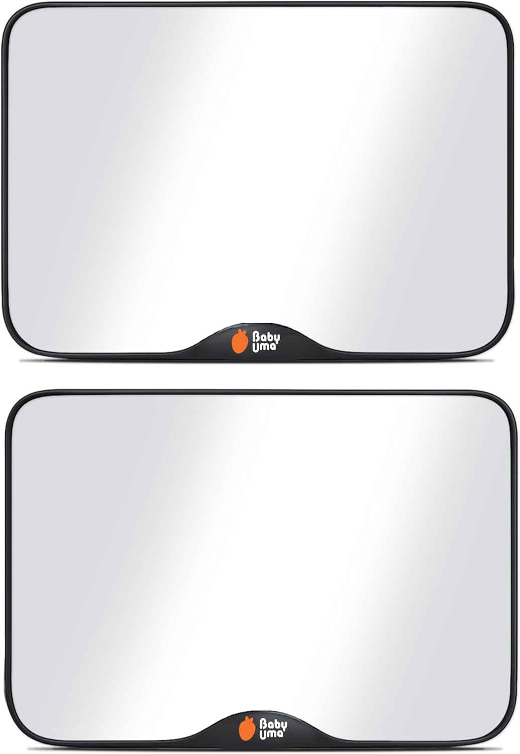 Baby Uma Baby Autospiegel (2er-Pack) + Baby-on-Board-Schilder fürs Auto – Klare Sicht & Sichtbarkeit, Bruchsicherer Rücksitzspiegel, Einfaches An- & Abnehmen mit Rutschfesten Schnallen (24 x 16 cm)
