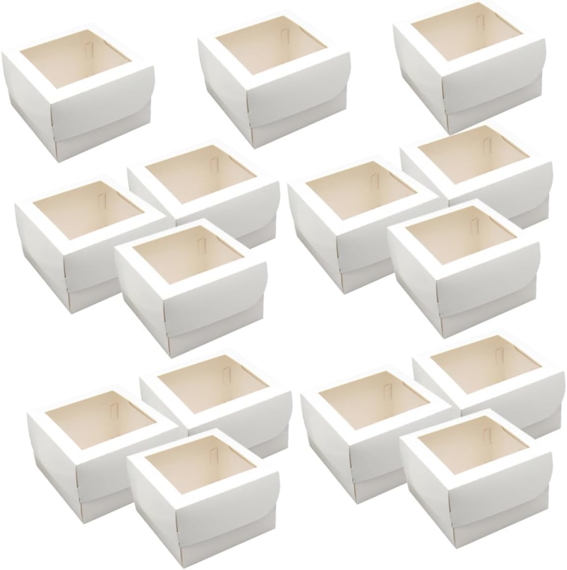 BESTYASH Small Pastry Boxes 4 Inch White Cake Packaging Boxes with Window Food Grade 350g Paperboard with Paper Trays for Bakery Desserts Takeout 25pcs