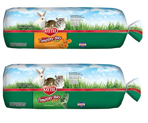Kaytee Timothy Hay Plus with Marigolds and Timothy Hay Plus with Spearmint for Small Animals