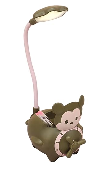 Flenzy Plastic Airplane Table Desk Lamp with Pen Holder, Green, Pack of 1