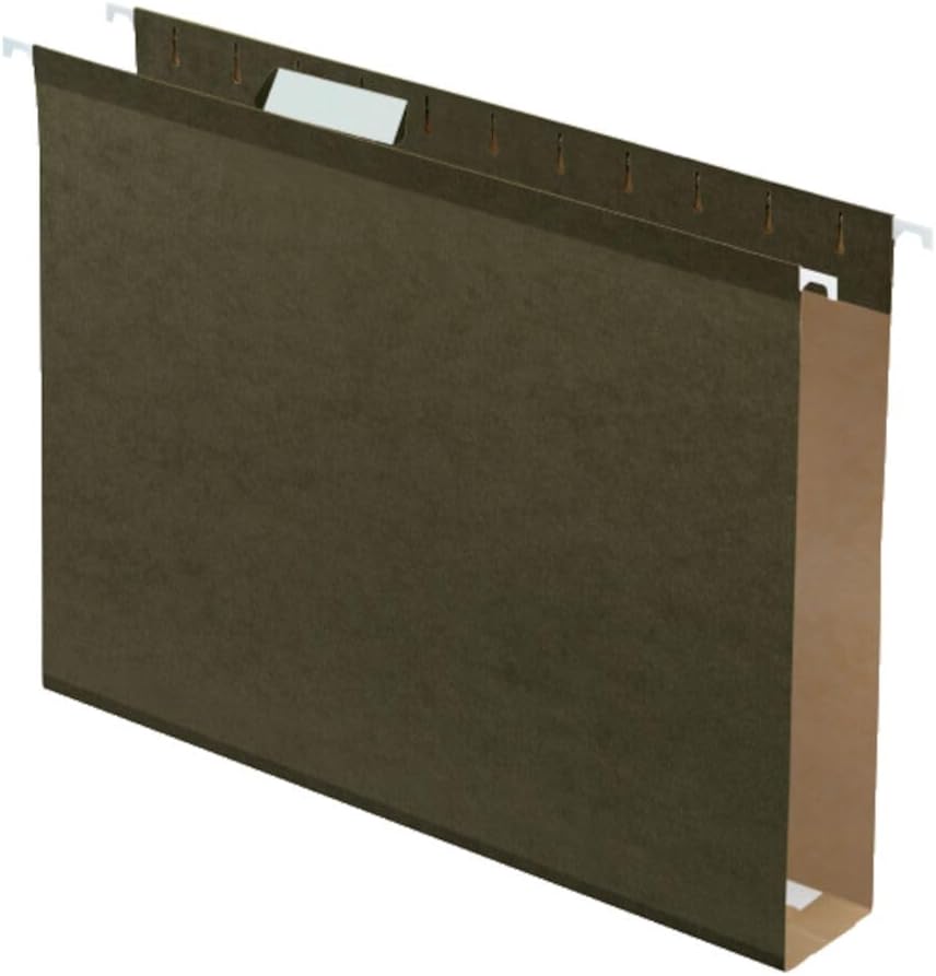 Pendaflex Extra Capacity Reinforced Hanging File Folders, 2", Letter Size, Standard Green, 1/5 Cut, 25/BX (4152x2)