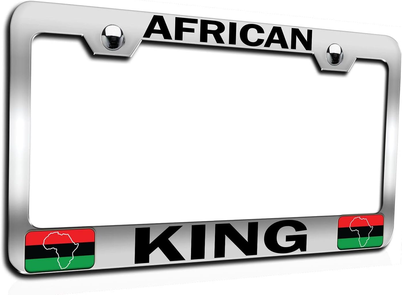 Makoroni - African King Africa Afro American Chrome Metal License Plate Frame Tag Holder, #r29