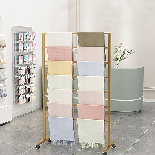 Support de rangement pour rouleaux de tissu en métal avec support à foulards roulant