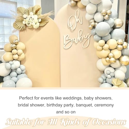 Spandex Fitted Wedding Arch Cover Set of 3 Beige Arch Backdrop Cover, Round Top Chiara Backdrop Stand Covers for Wedding Birthday Party Baby Shower Banquet Arch Decoration (Beige, 4FT,5FT,6FT) - image 7
