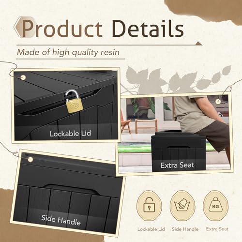 image for Flamaker Deck Box 31 Gallon Waterproof Resin Storage Box with Lid Indo