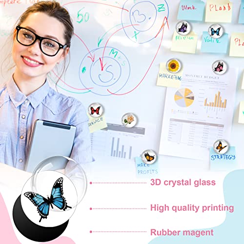 Weewooday 24 Pieces Refrigerator Magnets Crystal Glass Fridge Butterfly Flower Magnets Sticker For Home Office Cabinets Whiteboards Photos Party Holiday Kitchen Dishwasher Locker Decorative Magnets #TOP5
