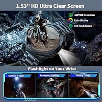 Smartwatch Herren Damen, 1.53" HD 1000mAh Militär Smart Watch mit Telefonfunktion, 100+Sportmodi Fitnessuhr Tracker, IP68 Wasserdicht Sportuhr, Herzfrequenz Schlafmonitor Schrittzähler Android iOS – Ansicht 3