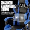 Baroni Home Sedia da Gaming Ergonomica con Massaggiatore Lombare, Sedia da Ufficio con Schienale Reclinabile con Cuscini Regolabili Poggiatesta e Supporto Schiena, Blu