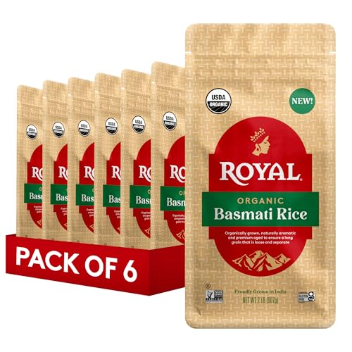 Image of Royal Organic Basmati Rice - (6 Pack) 2 lb | Long Grain White Rice - Perfect for Biryanis, Pilafs & Curries - Cook on Stove Top