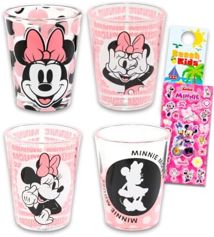 Disney Minnie Mouse Shot Glasses 4 Pack - Bundle with 1.5 Oz Mini Glasses Featuring Minnie Mouse Plus Stickers, More Mini Cups Set (Styles May Vary) image 5