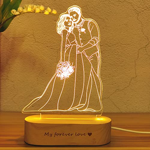 goee Foto Personalizzata Personalizzata Lampada 3D Testo Camera da Letto Personalizzata Luce Notturna Anniversario di Matrimonio Compleanno Regalo Festa della Mamma (1 Color) - Image 4