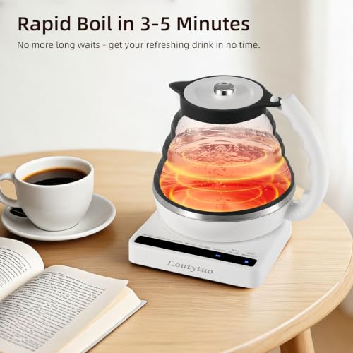 Image of Food Grade Silicone Electric Travel Kettle with Temperature Control, 0. 55L (Black)