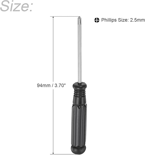 Miniatura 2 de uxcell Mini destornillador Phillips, cabeza cruzada de 0.098 in con mango negro para electrodomésticos pequeños, 10 unidades