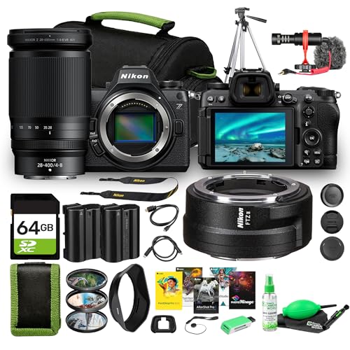 Nikon Z6 III FX Mirrorless Camera Kit 28-400mm VR 24.5MP 20fps 6K Video Bundle with Rode Ultracompact on Camera-Mount Microphone + FTZ II Mount Adapter + Cleaning Kit + Tripod + 64GB Memory Card