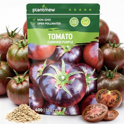 PLANTMEW 400 Heirloom Cherokee Purple Tomato Seeds for Planting Unique Dark Purple Beefsteak Rich Flavor High Germination Ideal for Home Garden & Container
