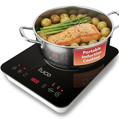 TUCO Portable Induction Cooktop Burner Hot Plate Electric Stove with Shatter-Proof Ceramic Glass...