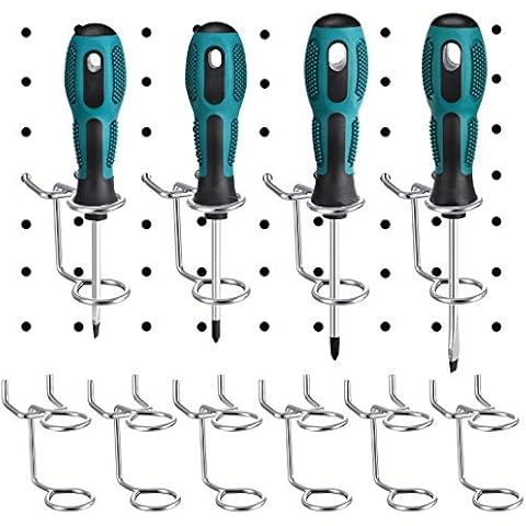 12 Pieces Screwdriver Organizer Tool Holders Multi-Tool Holder Double-Ring Tool Holders Pegboard Accessories Household Tools Organizer Racks Storage System Hand Tools for Kitchen, Garage, Workbench Cover