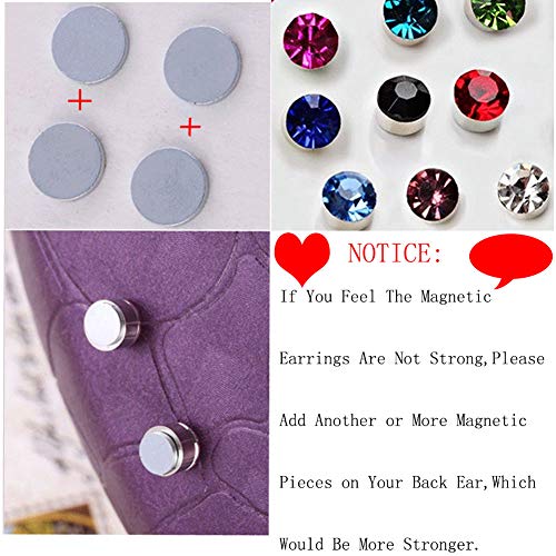 Spiritlele 12 Pairs Colors Crystal Magnetic Earrings Set Clip On Non Piercing Fake Stud Earrings Unisex #TOP3