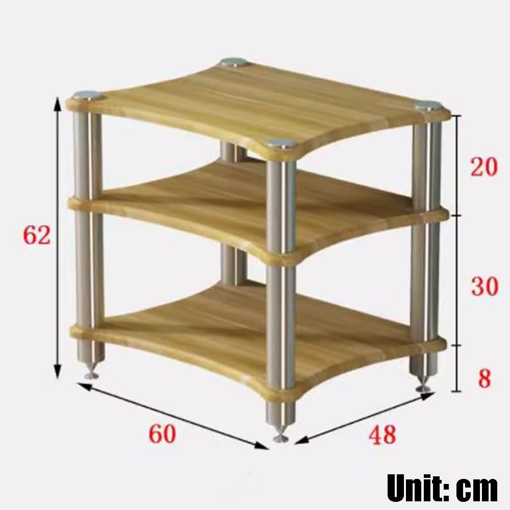 Étagère élégante à 3 niveaux pour tourne-disque avec étagère et armoire stéréo à poser au sol 60 cm de haut pour matériel audio et accessoires