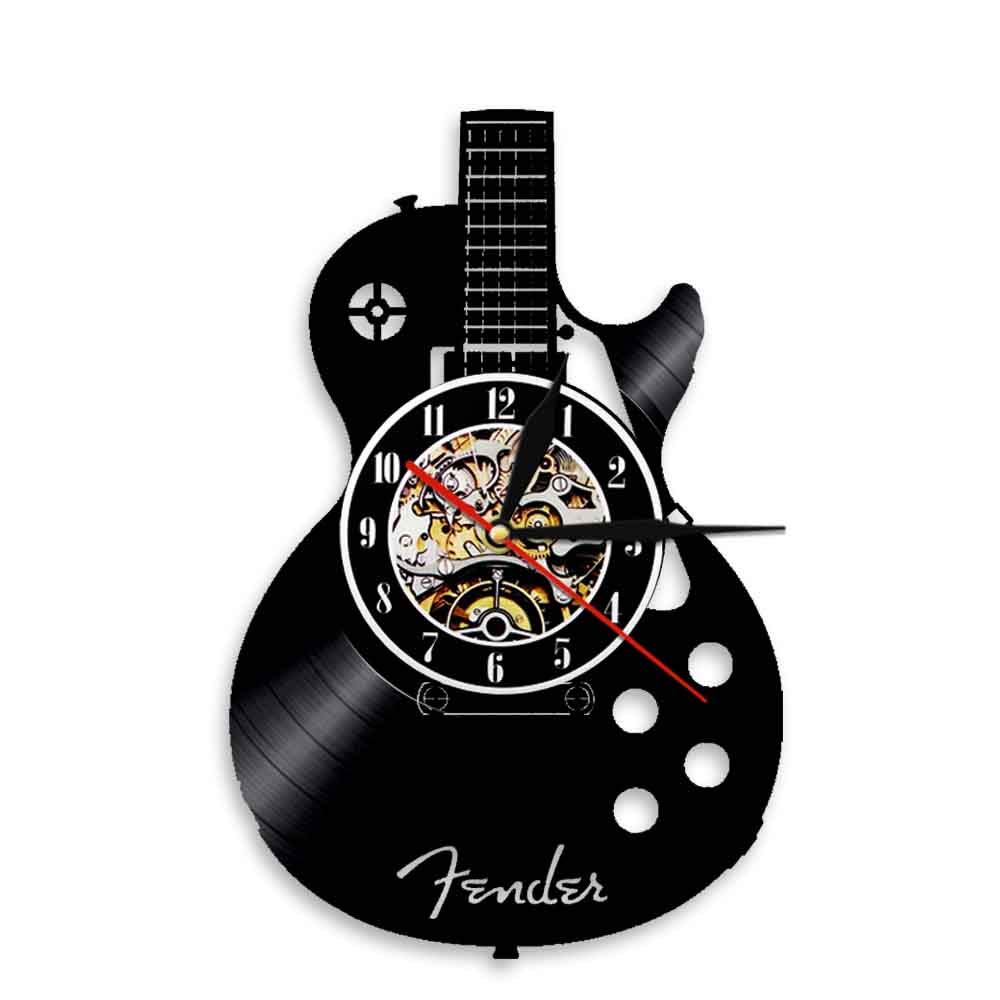 ELD Dia 30cm Telecaster Chitarra Disco in Vinile Orologio da Parete a LED Musica Rock Orologio Musicale Acustico telecomandato Chitarrista Decor Art with Light Friends Gift Remote Control Art Clocks