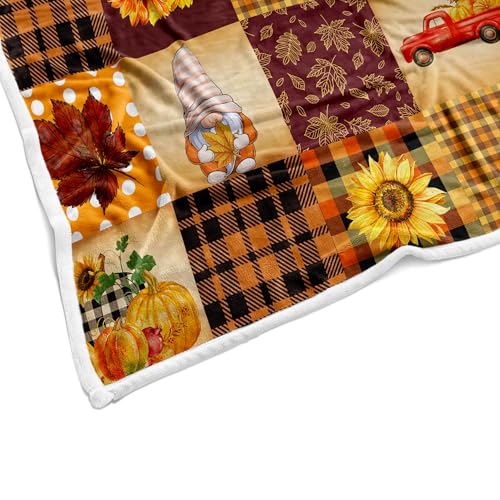 Manta de otoño, manta de felpa a cuadros, patchwork 50“x60” naranja miniatura 6