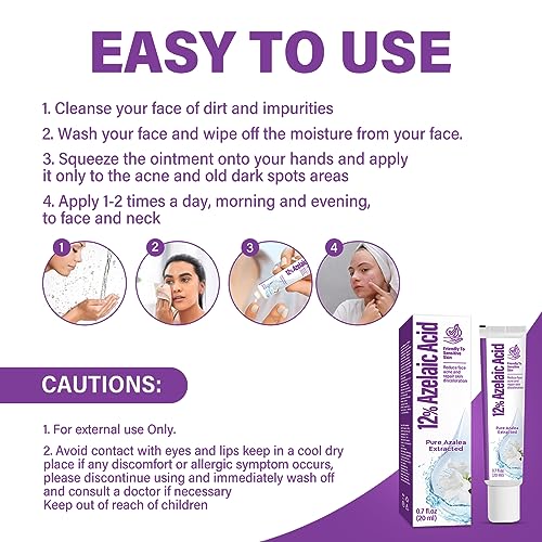 Azelaic Acid Facial Serum, 12% Azelaic Acid Booster, Skin Hyaluronic Acid, Fade and Repair Dark Spots, Effective Skincare,0.7floz