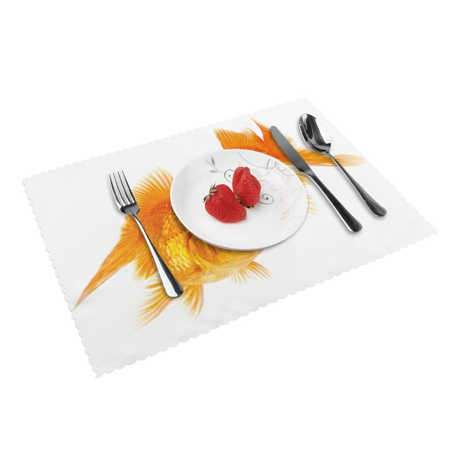 Bnvsadc Cute Fish 4 Pcs Heat Resistant Placemat 45X30 Cm, Printed Non-Slip Place Mats For Kitchen Dining Table Indoor Outdoor