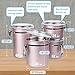 Creative Home Set of 4 Pieces Stainless Steel Kitchen Storage Jar Container Canister with Clear Airtight Lid and Locking Clamp for Food, Cookie, Flour, Sugar, Tea, Coffee Storage, Rose Gold