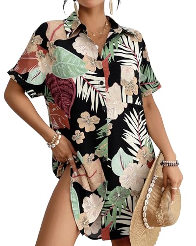 Image of Bsubseach Women Swimsuit Coverup Shirt Dress Button Down Bathing Suit Cover Up Beach Vacation Outfits