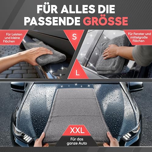 Ivality® Auto Trockentuch Klein 40x40 cm – 1400 GSM Ultra Saugstarke Mikrofasertücher für Autopflege und Motorrad, Fusselfreies, Lack-schonendes Twisted Towel Microfasertuch