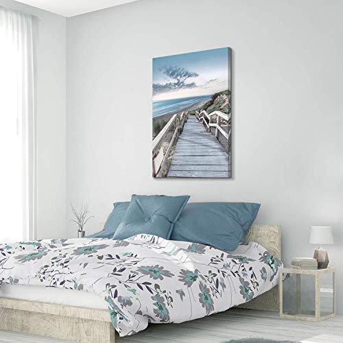 Beachside Wooden Path Wall Art: Bridge Boardwalk Stair Graphic Art On Wrapped Canvas For Wall Decor (24''X36'') #TOP3