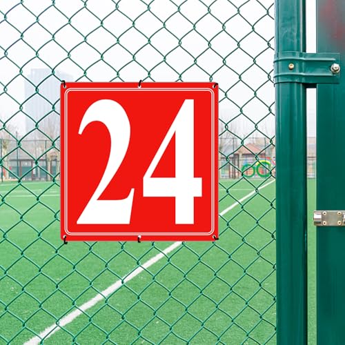 Image of Premium Aluminum Number Signs 24, Metal 12 inch X 12 inch Red Numbered Signs Outdoor for Parking Lots, Floor, Dock, Court, Aisle, Field, High Visibility, No Fade, Weather-resistant