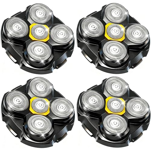 5 Head Shaver Replacement Head for MicroTouch Titanium Shaver for Bald Men Head and Face Wet/Dry Shaving (Black(4count))