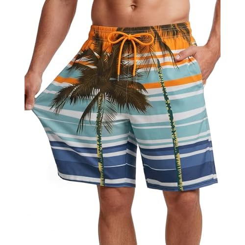 Men Swim Trunks 9 Inch with Mesh Lining Breathable Quick Dry Drawstring Pockets for Summer Beach Pool Board 3X-Large Lesure Time