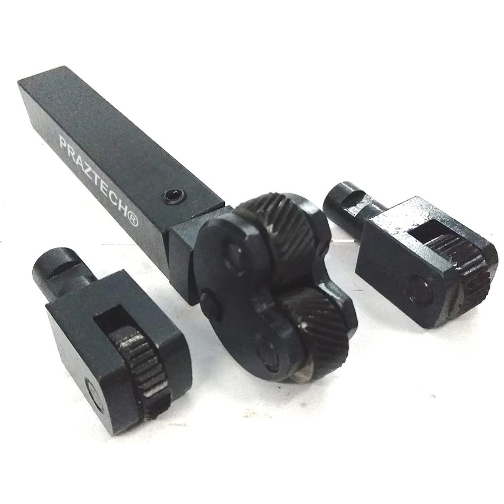PRAZTECHTool Steel Inter-Changeable Heads Diamond & Linear KNURLING Tool- Lathe Engineering Tools (Pitch 1.5 MM)