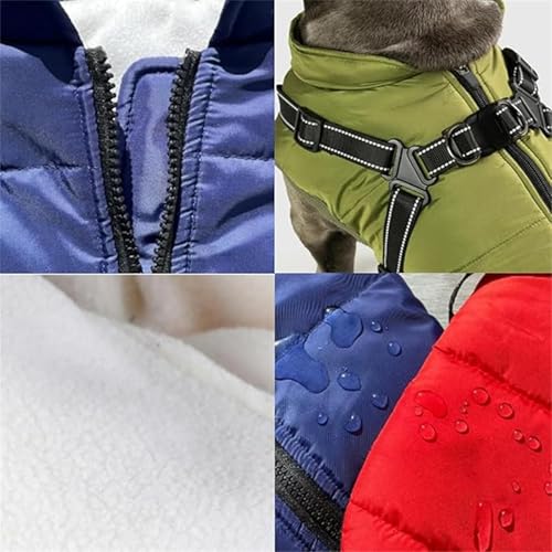 Chaqueta impermeable para perro con arnés y abrigo térmico de nieve acolchado 5