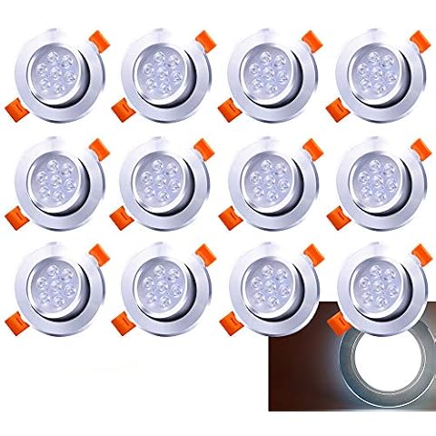 SWANEW Foco Empotrable LED Frío Blanco 6000K, 12 piezas Cover