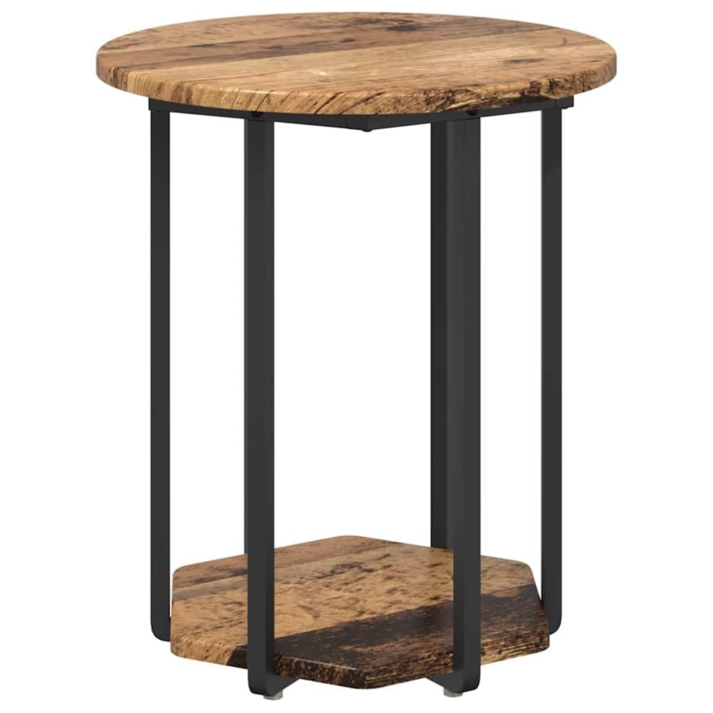 Juego de 2 mesas auxiliares, diseño industrial, mesa de centro con estructura de metal y estante, mesa de centro cuadrada para salón y dormitorio, 50 x 50 cm y 40 x 40 cm