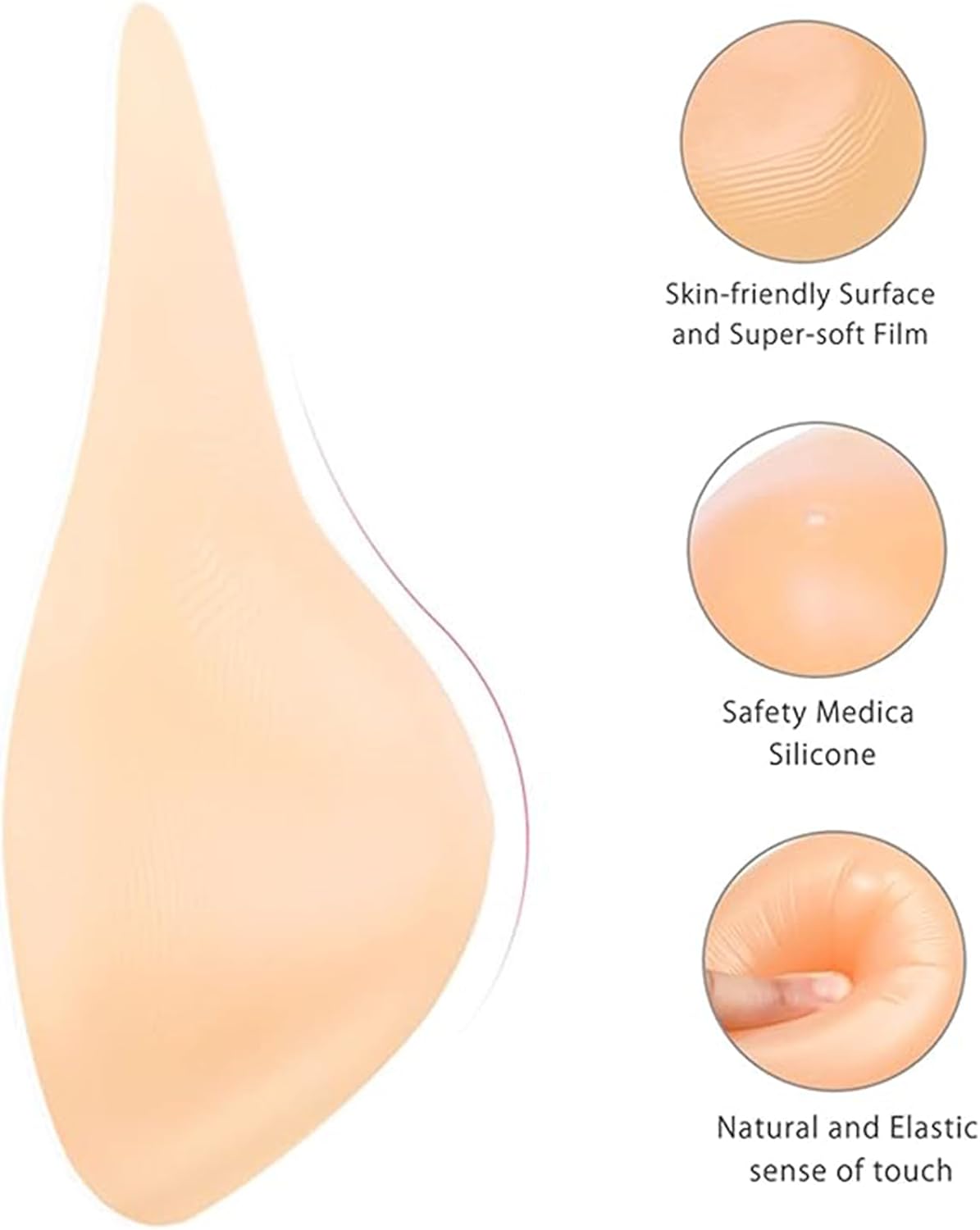 A-E Cup Self Adhesive Asymmetrical Shape One Piece Silicone Breast Forms Left/Right Fake Boobs Mastectomy Prosthesis Crossdresser Transgender Bra Pad Enhancers,Left Side only,F Cup :600g