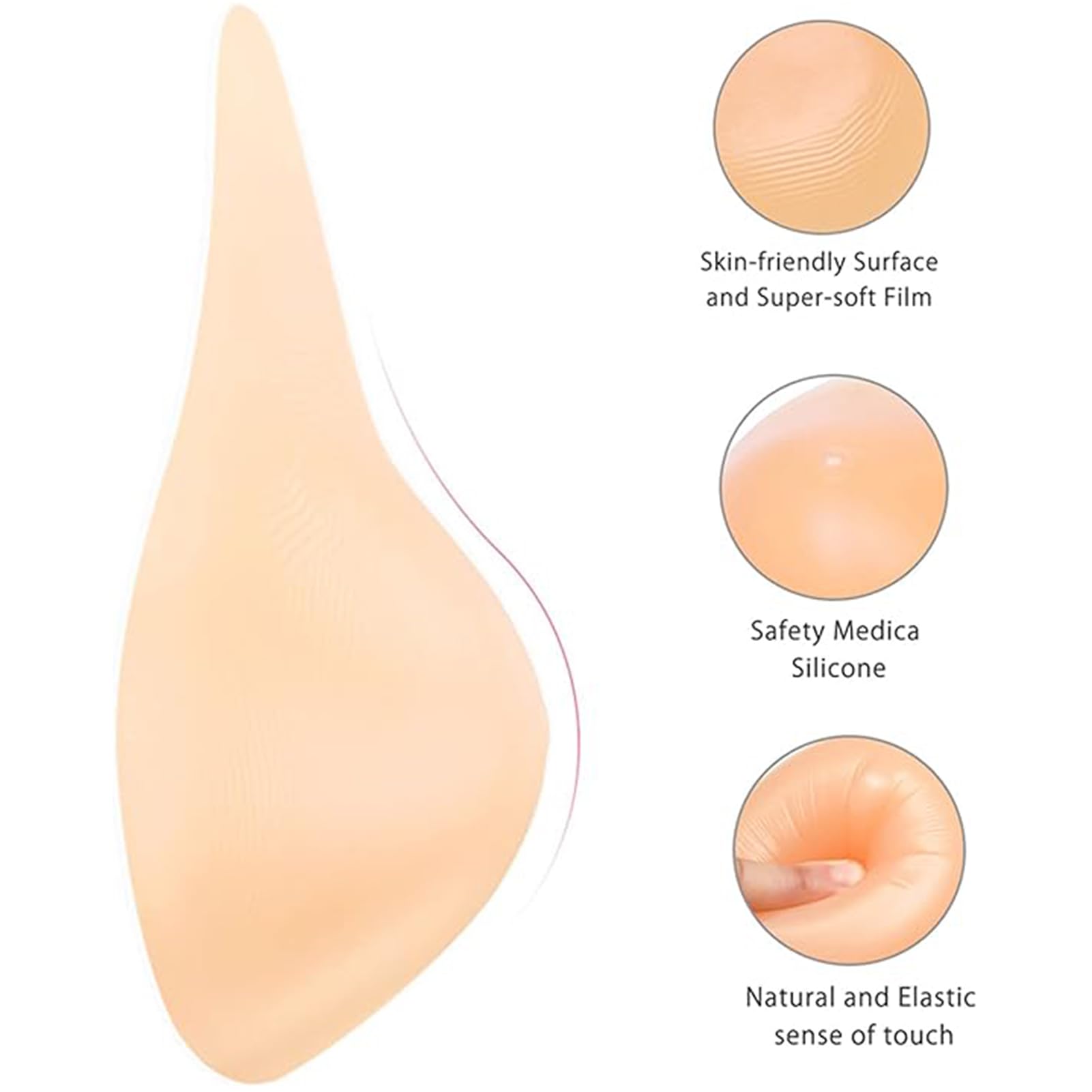 Pechos de Silicona de una Pieza, autoadhesivos, Pechos Falsos Izquierdo/Derecho, Comodidad y realce Natural, Almohadillas para Sujetador, Impermeables,Left Side Only,E Cup :450g