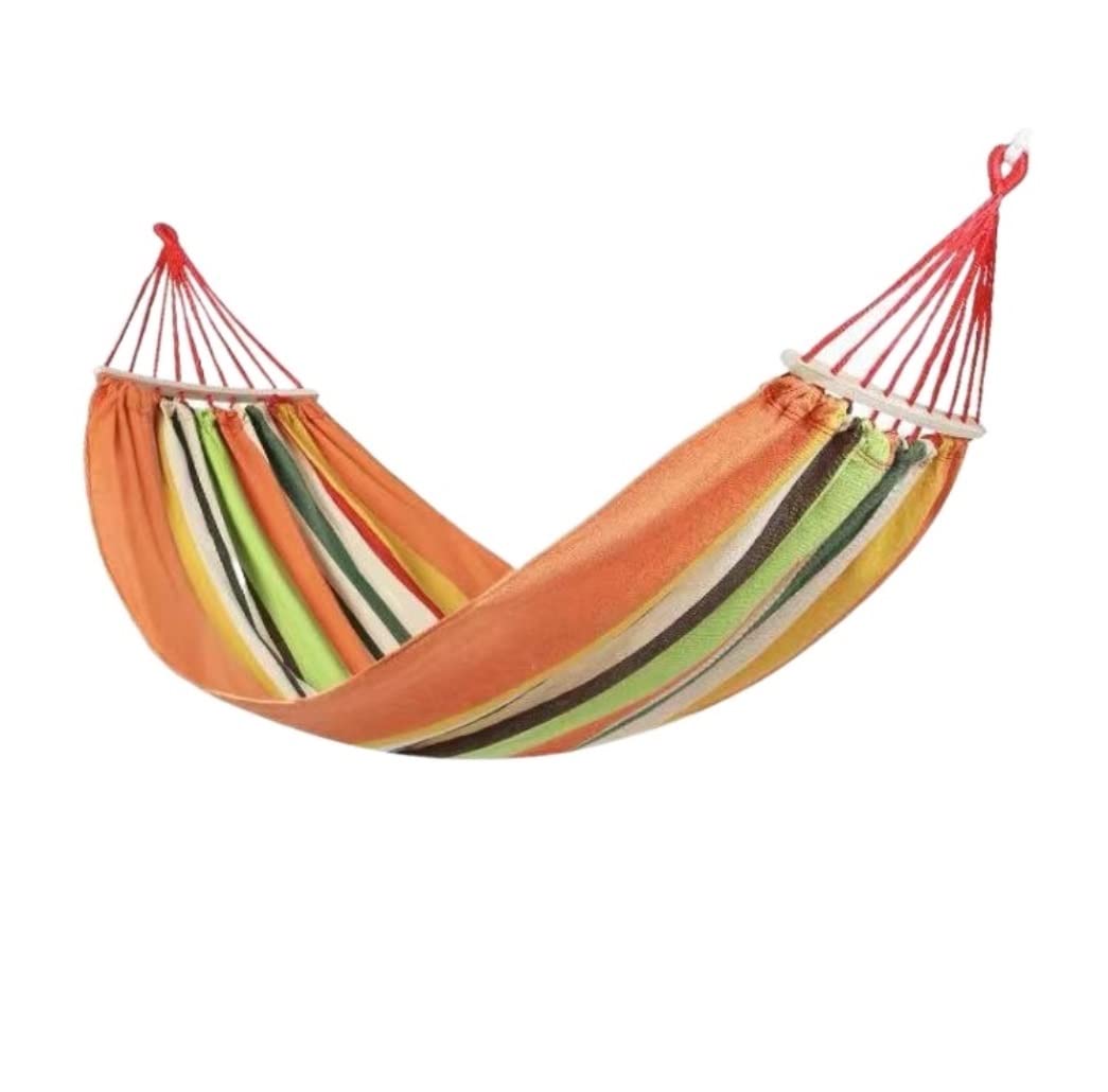Hammock Swing Outdoor Bed Portable Hammock Outdoor Garden Home Swing Canvas Stripe Hang Bed For Camping Easy Setup(B)