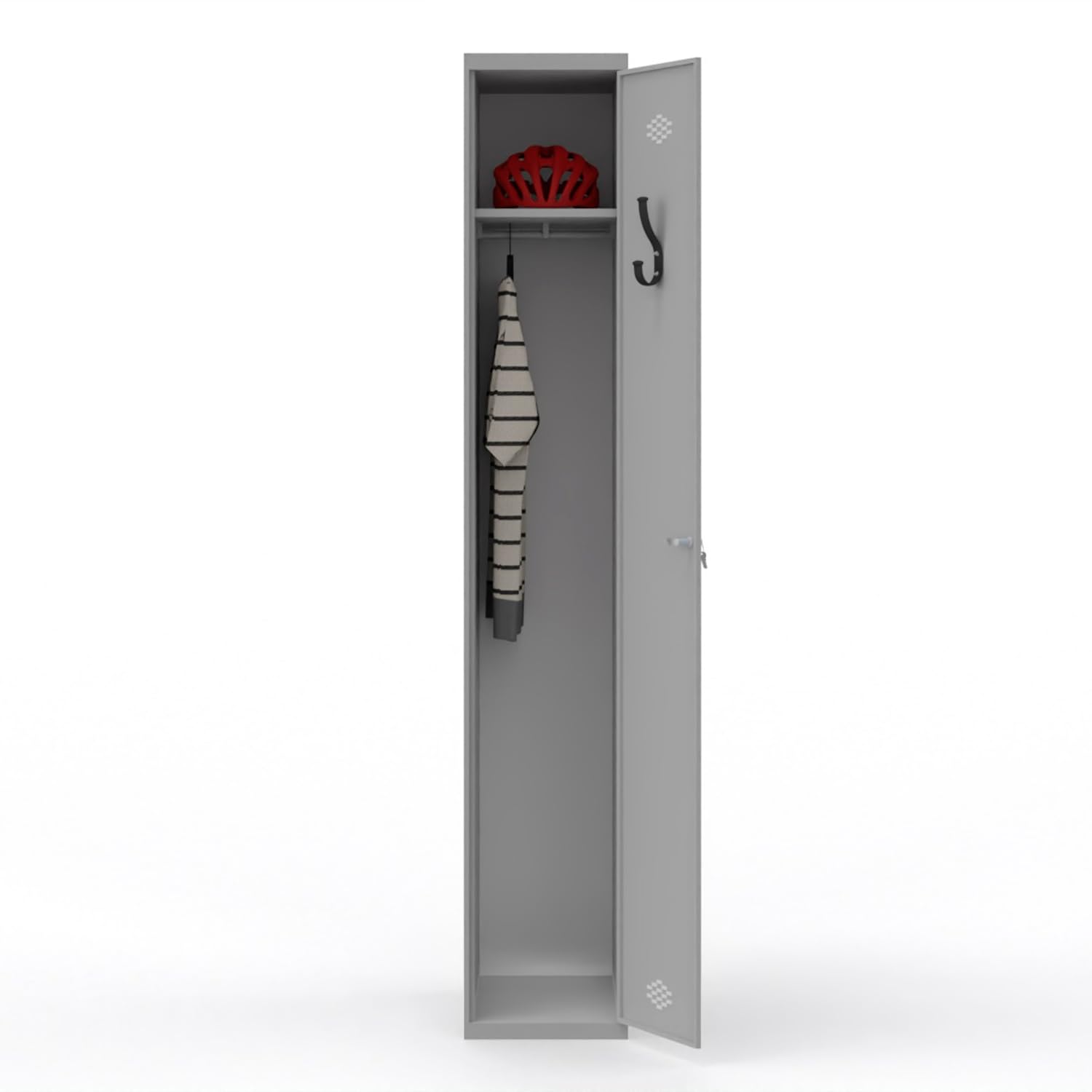 Spacio Taquilla Metalica 180cm, Taquillas Vestuario, Armario Metalico con hasta 8 Compartimento y 8 Puertas con Cerradura, Armarios Archivadores para Oficinas, Gris Ral 7035 (1 Cuerpo con 1 Puerta)