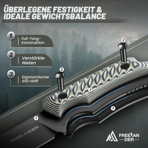 Freelander Survival Messer Feststehende Klinge Outdoor Messer, Grau – Ansicht 3