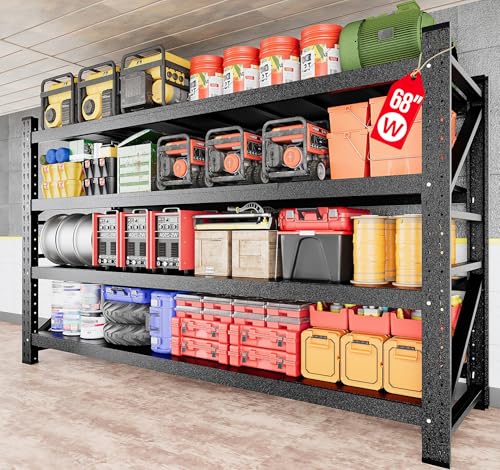 Image of 8000LBS Heavy Duty Garage Shelving Units,68 inch Wide & Deep Storage Shelves,Metal Garage Shelves,Large Storage Rack,Steel Shelf,Industrial Shelving for Shop,Warehouse,Basement,68 inch W x 24 inch D x 63.5 inch H
