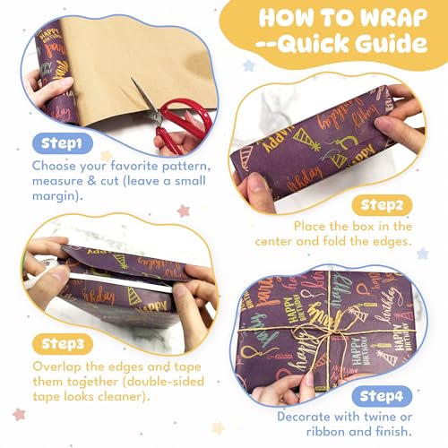 50% OFF Homelyhi 5 Rolls Birthday Wrapping Paper Set - Image 7
